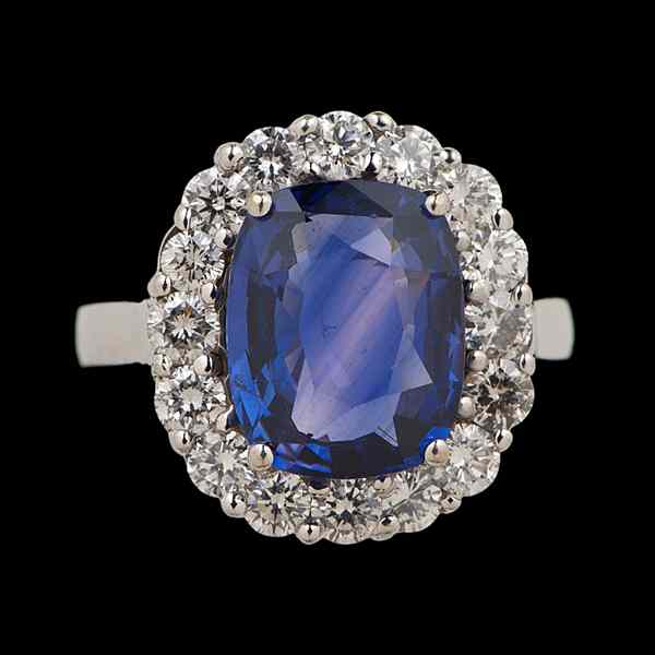 Appraisal: k Blue Sapphire and Diamond Ring k white gold natural