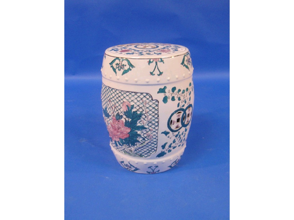 Appraisal: A thC Chinese porcelain garden seat decorated with reserves of