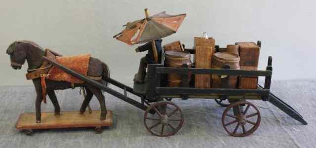 Appraisal: American Folk Art Horse and Wagon From a Stamford CT