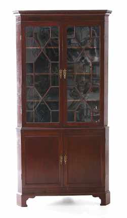 Appraisal: George III mahogany corner cupboard late th century top section