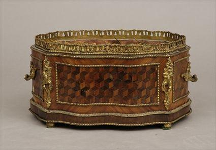 Appraisal: Louis XV-Style Gilt-Metal Mounted Tulipwood Purplewood and Parquetry Jardini re