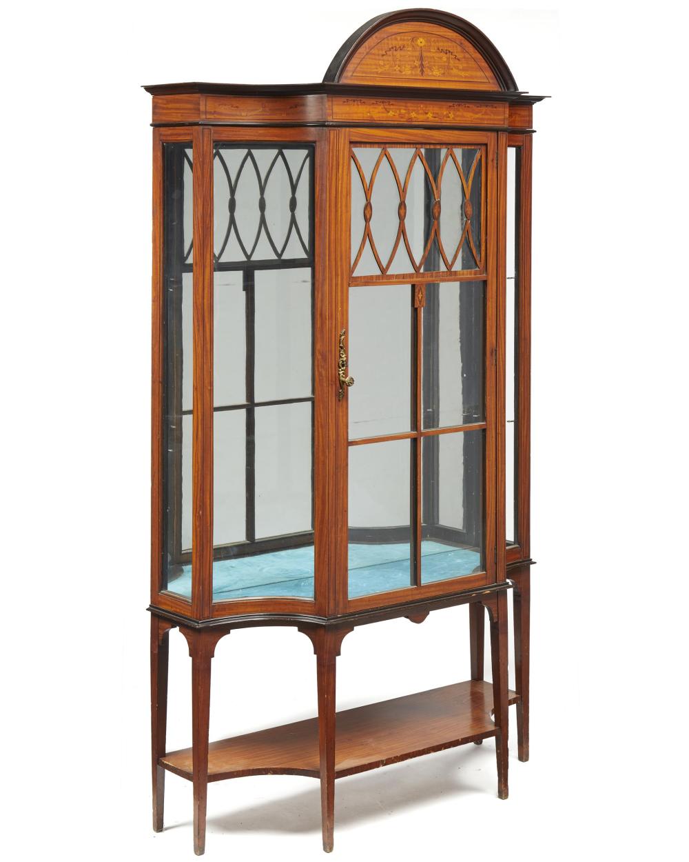 Appraisal: A satinwood vitrine First-quarter th Century With satinwood inlays mirrored