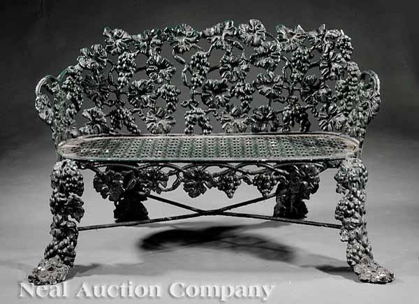 Appraisal: An Antique American Rococo Cast Iron Settee with grapevines and