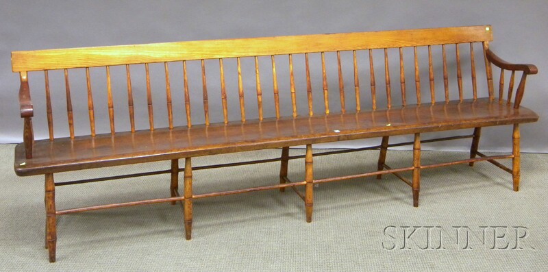 Appraisal: Pine and Ash Deacon's Bench lg in