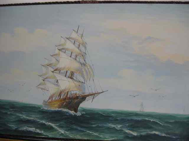 Appraisal: L Morgan Oil Sailing Ship at Sea '' x ''