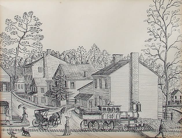 Appraisal: New Hope- Railroad pen and ink x SLR Artist American