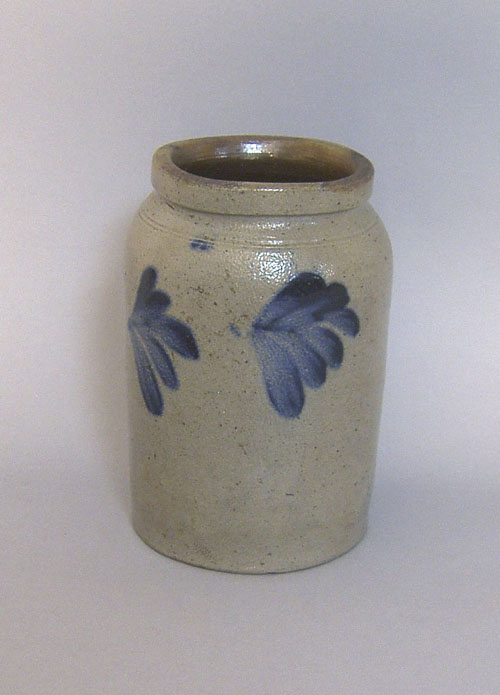 Appraisal: Blue decorated stoneware jar th c h