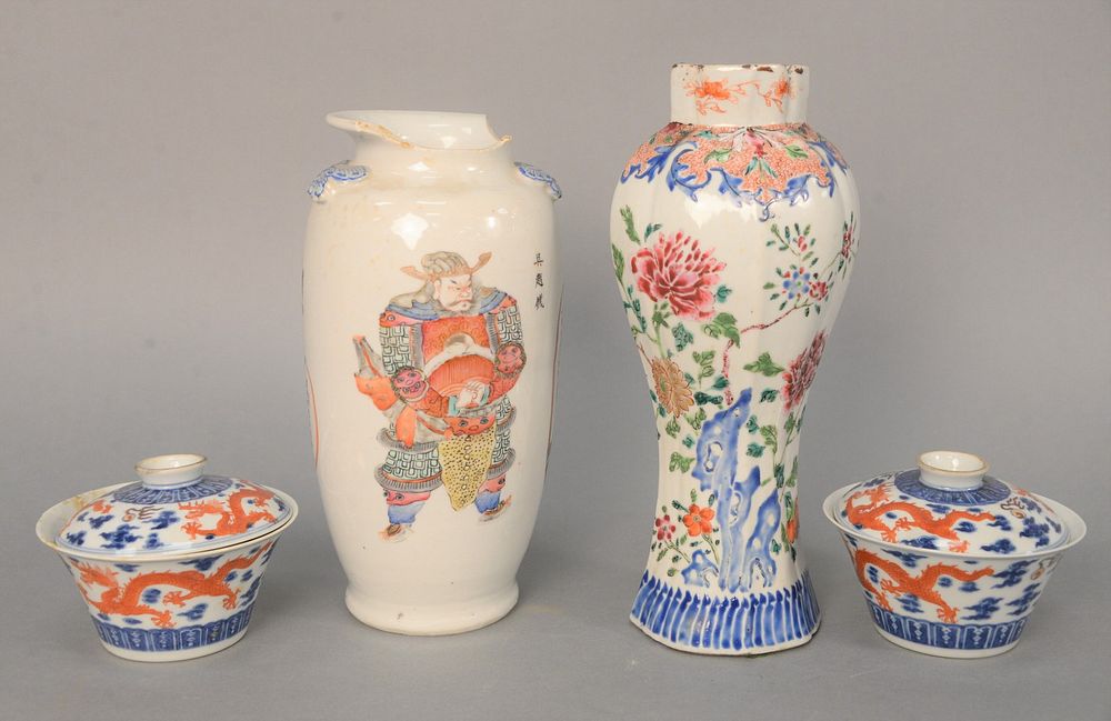 Appraisal: Four Piece Chinese Porcelain Group to include pair of porcelain