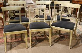 Appraisal: Lot of Louis XVI style whitewashed dining chairs Lot of