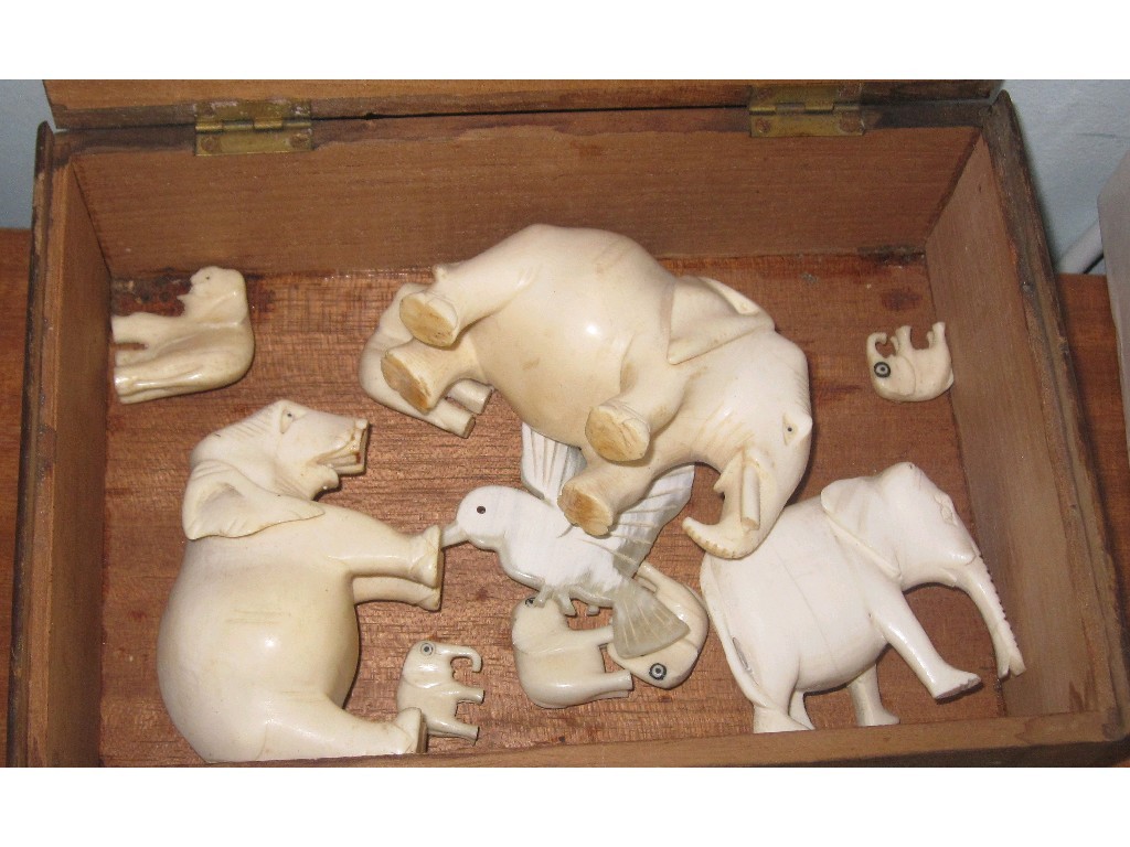 Appraisal: Lot comprising assorted ivory figures - elephants etc