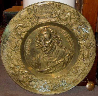 Appraisal: CONTINENTAL GILT BRASS REPOUSSE PLAQUE Circular with relief portrait of