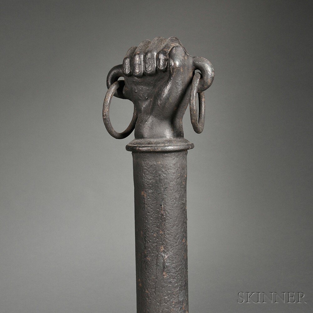 Appraisal: Cast Iron Hitching Post with Fist Finial America th century