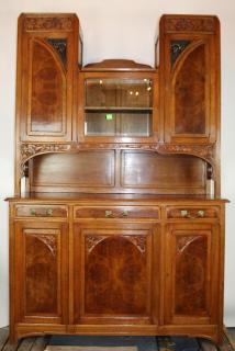 Appraisal: French Art Nouveau buffet in oak and burl walnut h