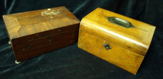 Appraisal: A tea caddy cm wide and a walnut work box