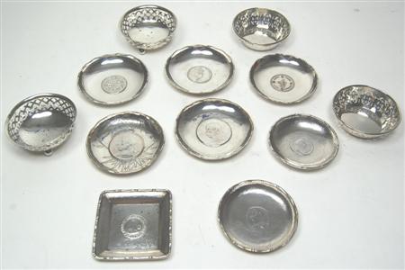 Appraisal: A collection of silver bon bon and pin dishes to