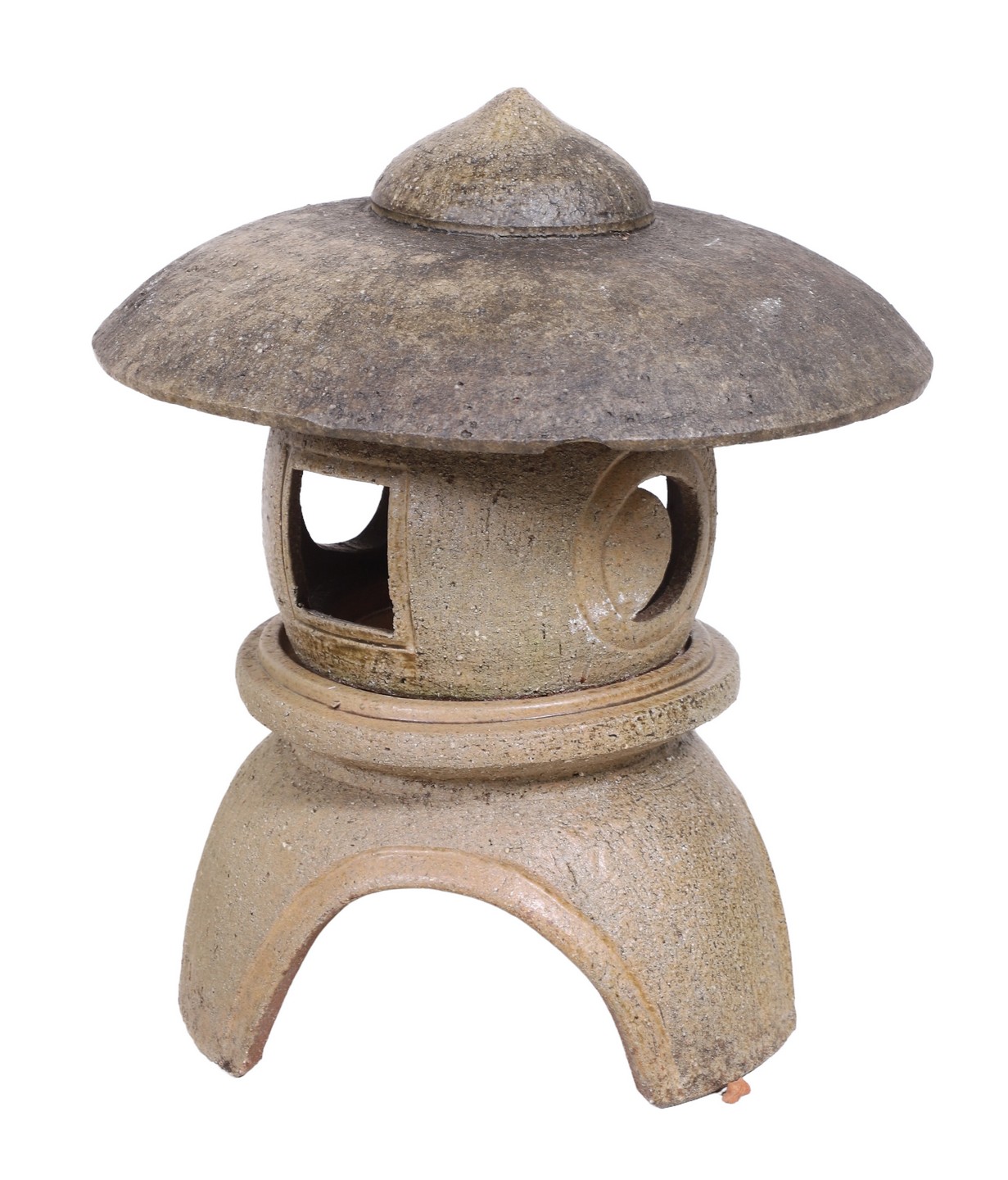 Appraisal: Pagoda form terracotta glazed garden decoration with staked light h