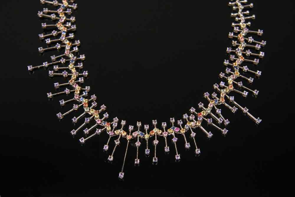 Appraisal: NECKLACE - White gold and gem set necklace set with