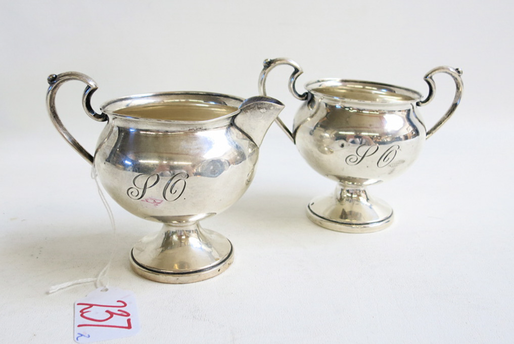 Appraisal: STERLING SILVER CREAM PITCHER AND SUGAR BOWL SET two pieces