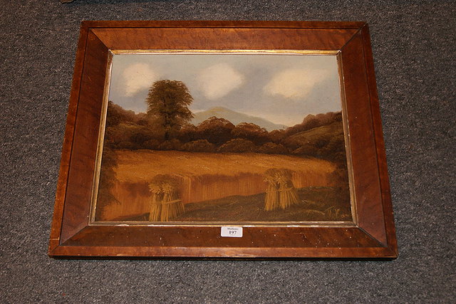 Appraisal: Late th Century SchoolA naive landscape showing hayricks and woodlands