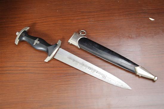 Appraisal: NAZI DAGGER Third Reich Schutzstaffel Officer's double dagger pattern Blade