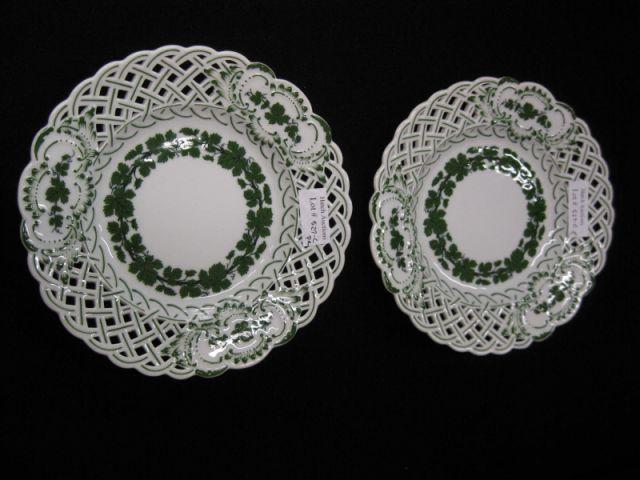 Appraisal: Pair of Meissen Porcelain Dishes basket trim grape vine pattern