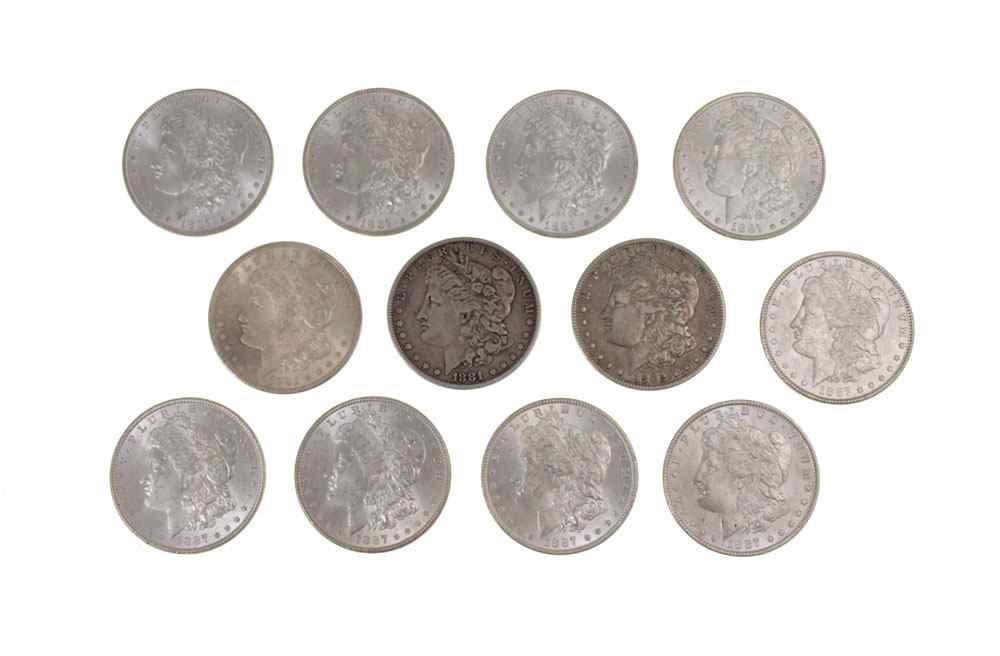 Appraisal: US SILVER MORGAN SILVER DOLLARS To include Ungraded CONDITION Note