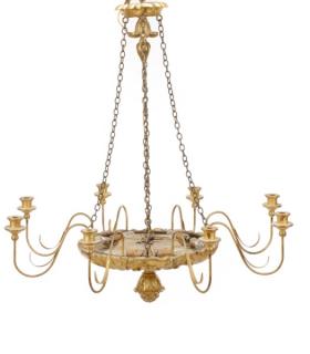 Appraisal: Neoclassical Style Giltwood Light Chandelier Continental likely French early to