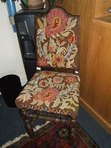 Appraisal: A th Century oak and upholstered side chair with tapestry