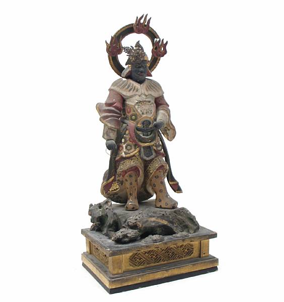 Appraisal: A Japanese painted wood Buddha guardian general late edo period