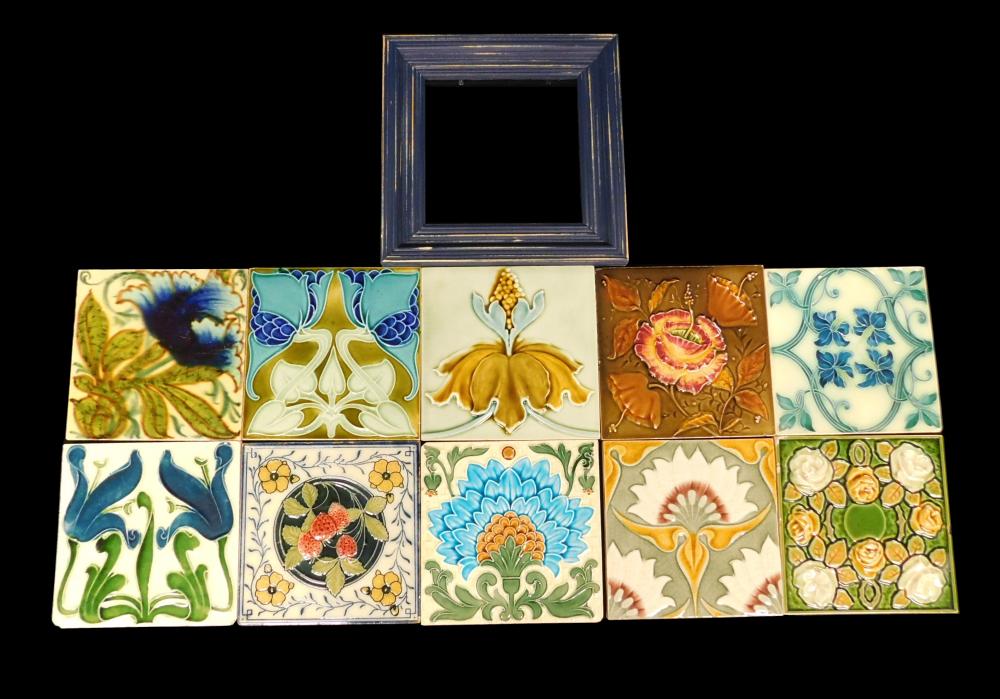 Appraisal: Ten ceramic Art Nouveau tiles c - various makers including