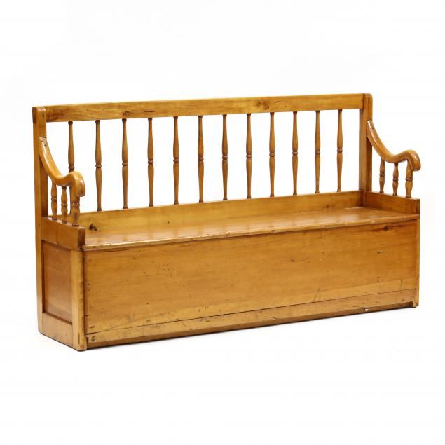 Appraisal: SCANDINAVIAN CONVERTIBLE BENCH BED Late th century mixed woods twelve-spindle