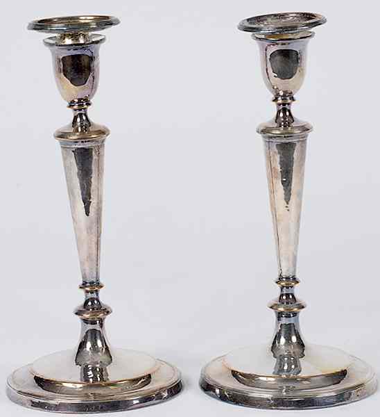 Appraisal: Sheffield Plate Candlesticks English th century A pair of new