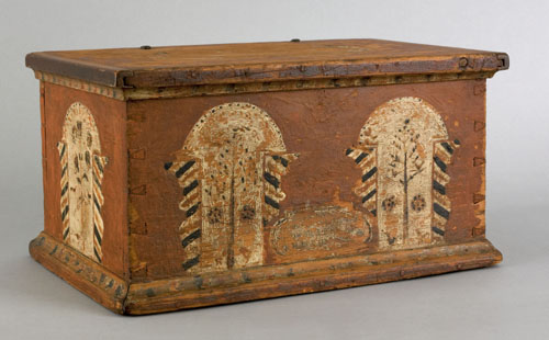 Appraisal: Pennsylvania painted pine miniature dower chest late th c the