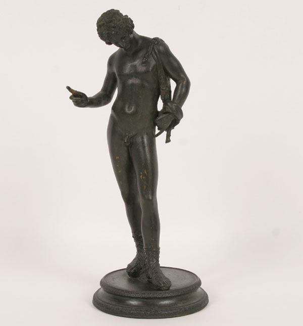 Appraisal: Cast metal statue of Narcissus with a goat skin over