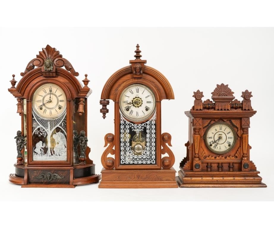 Appraisal: Three walnut mantel clocks two by Wm L Gilbert and