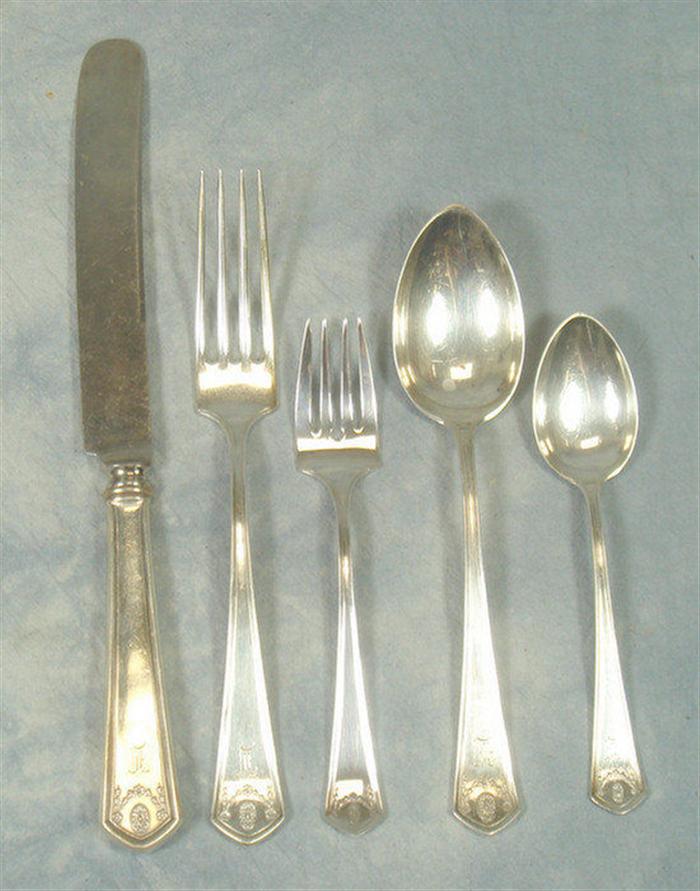 Appraisal: pcs Durgin Georgian Garland sterling silver flatware c o teaspoons