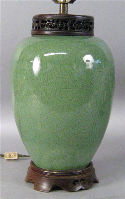 Appraisal: Chinese crackle glaze vase converted to a lamp Of tapering