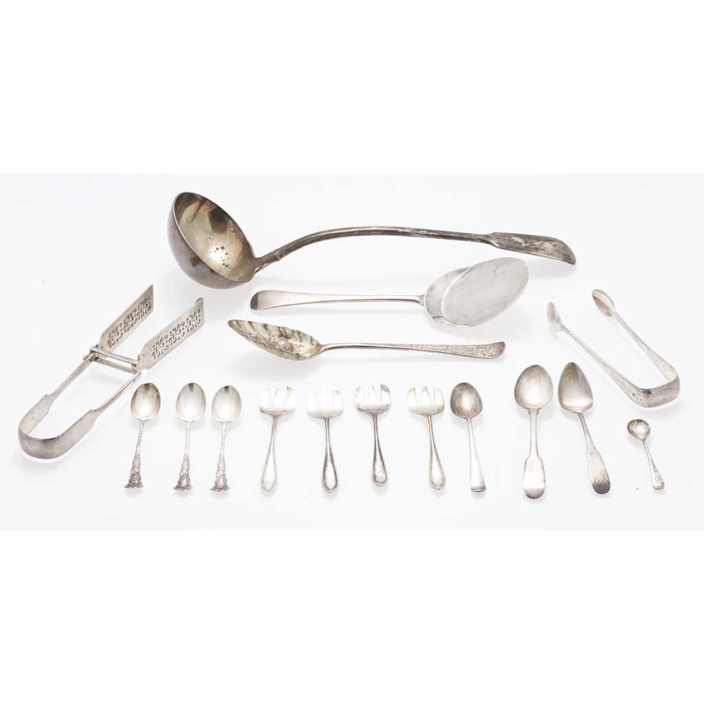 Appraisal: A collection of silver soup ladle John Henry Lias together