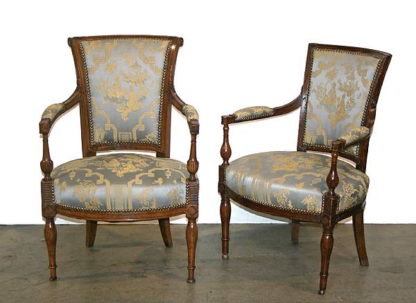 Appraisal: Two Directoire beechwood fauteuils height in width in depth in