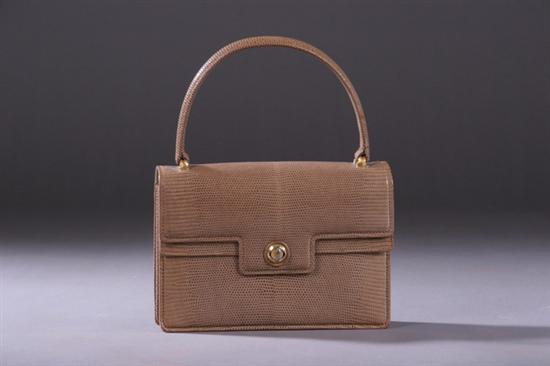 Appraisal: GUCCI TAN SNAKESKIN HANDBAG Interior with gold Gucci stamp Square