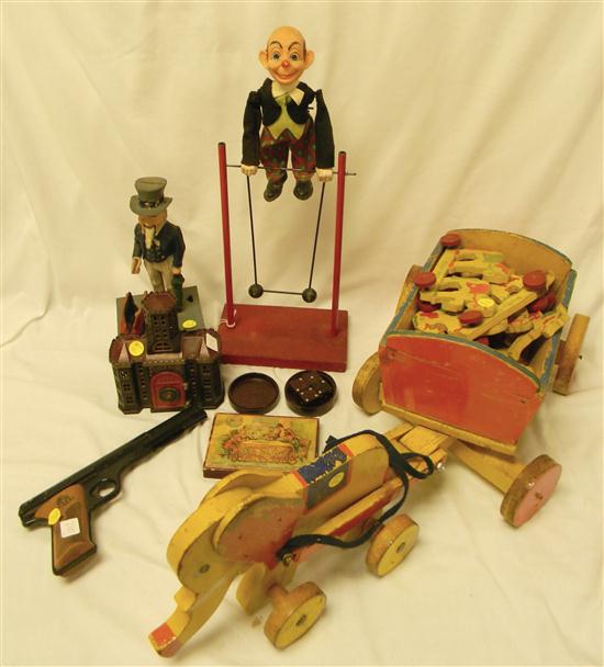 Appraisal: TOYS including '' h balancing man Uncle Sam themed and