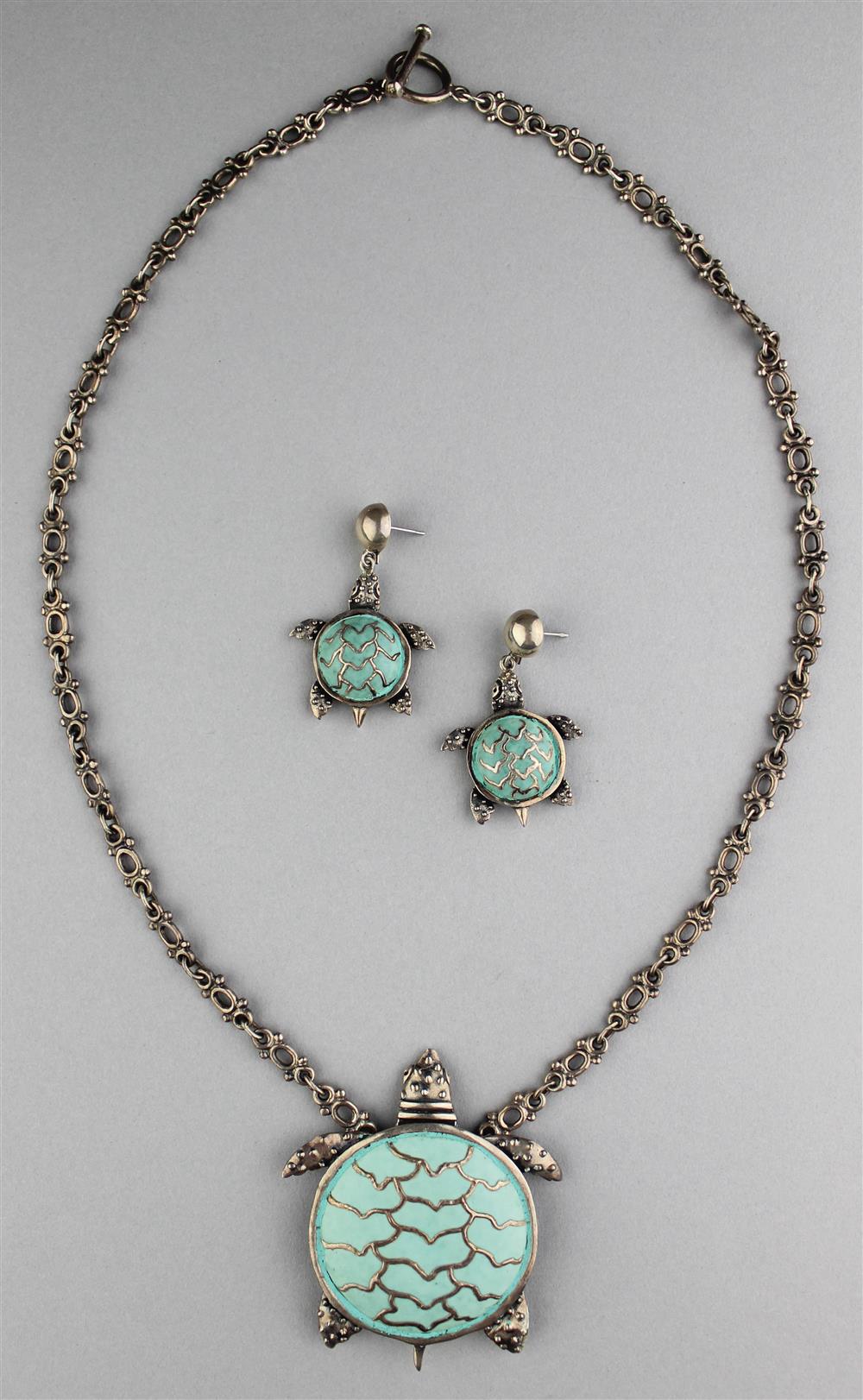 Appraisal: EMILIA CASTILLO STERLING NECKLACE WITH PENDANT AND MATCHING EARRINGS the