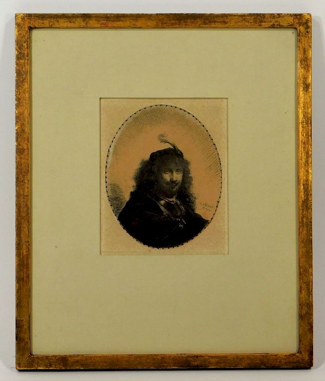 Appraisal: Ignace De Claussin Rembrandt Self Portrait Etching Ignace Joseph De