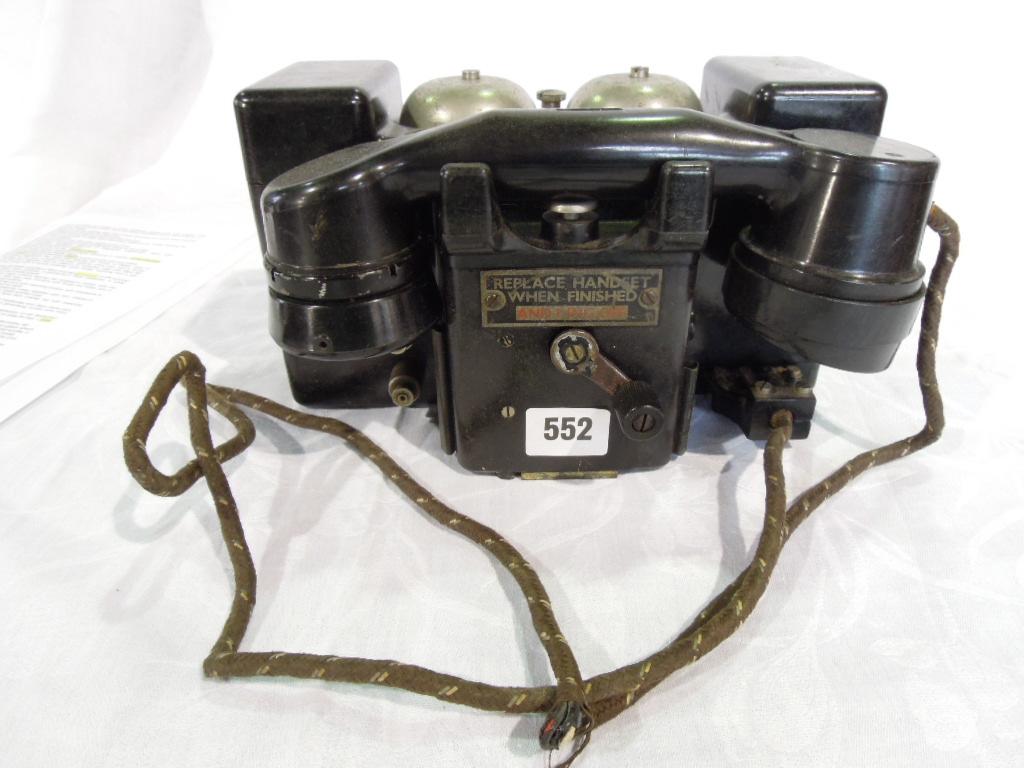 Appraisal: A military style field telephone set G C F mark