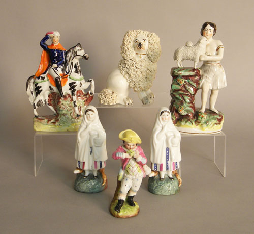 Appraisal: Six Staffordshire figures early th c