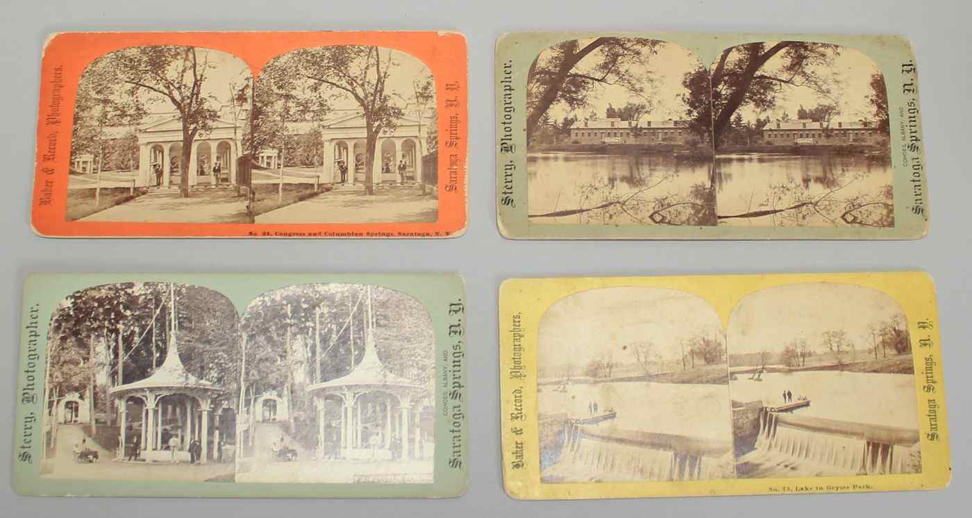 Appraisal: ALBUM OF STEREO CARDSApprox views of hotels views of springs