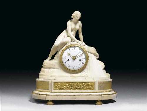 Appraisal: MANTEL CLOCK late Louis XVI Paris th century Carrara marble