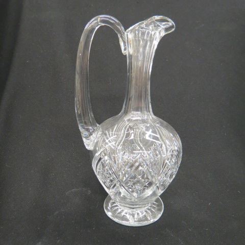 Appraisal: Cut Glass Handled Ewer starburst fan signed S excellent