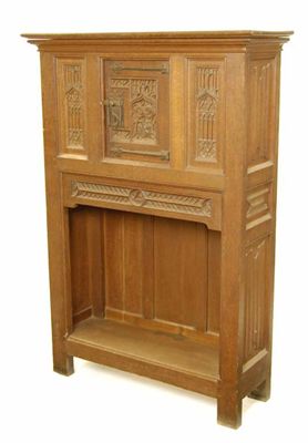 Appraisal: A continental oak Gothic style buffet with a pair of