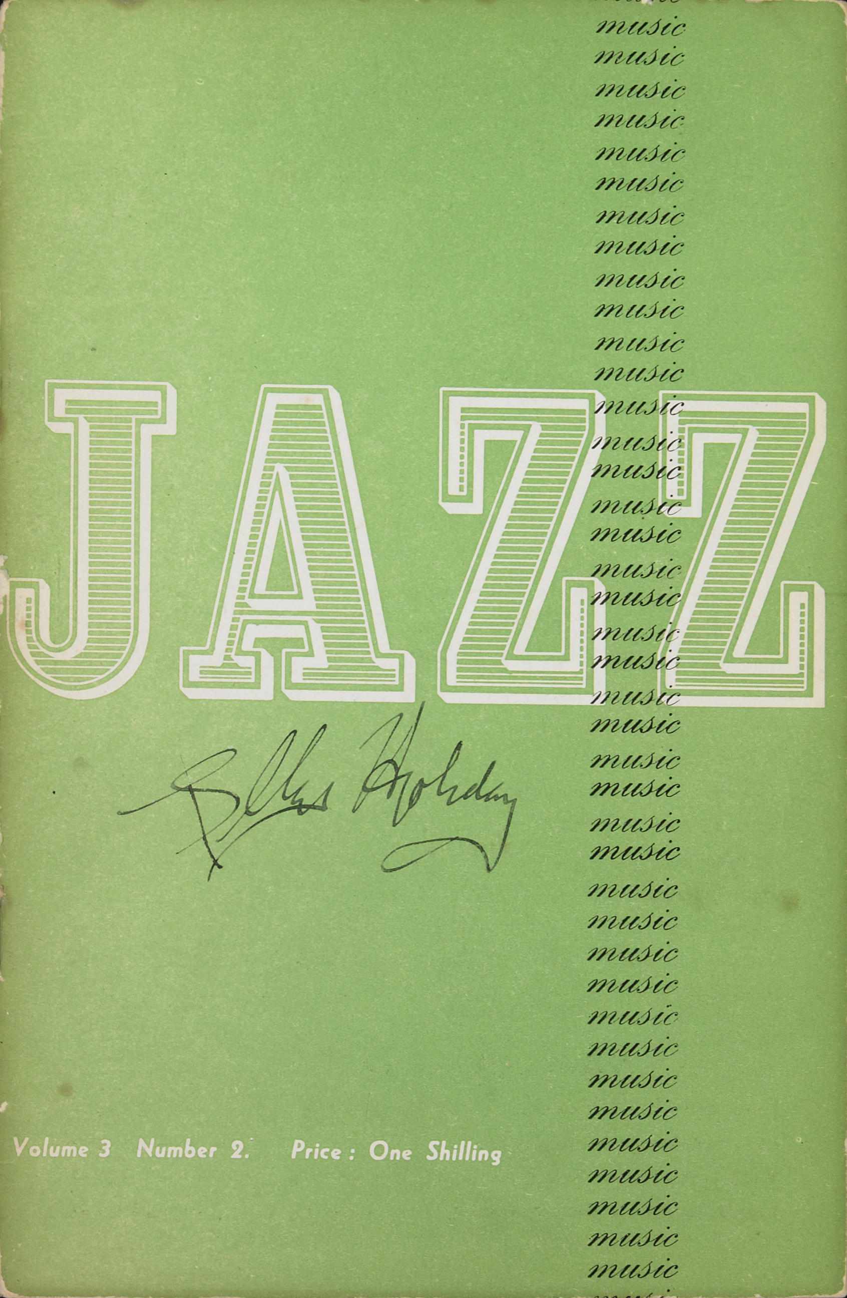 Appraisal: Jazz Music pamphlet signed by Billie Holiday London Edgar G